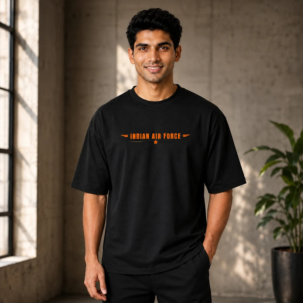 Men's Oversized Graphic T-Shirt - Operation Safed Sagar IAF Tribute, 240 GSM Pure Cotton, Bio-Washed