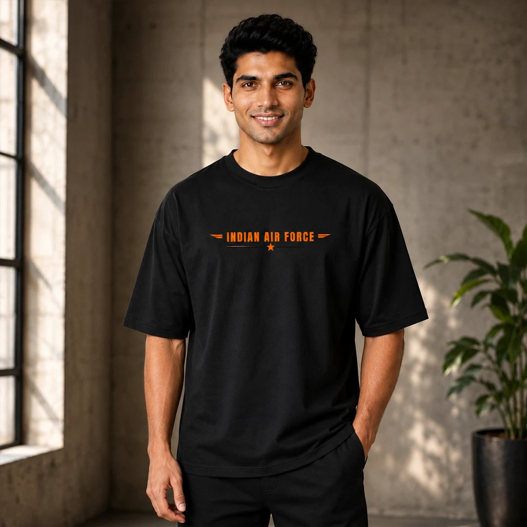 Men's Oversized Graphic T-Shirt - Operation Safed Sagar IAF Tribute, 240 GSM Pure Cotton, Bio-Washed