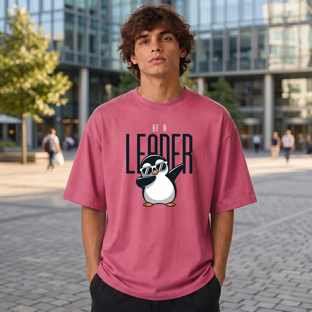 Excello Premium Oversized Graphic T-Shirt | 240 GSM Pure Cotton | Be A Leader