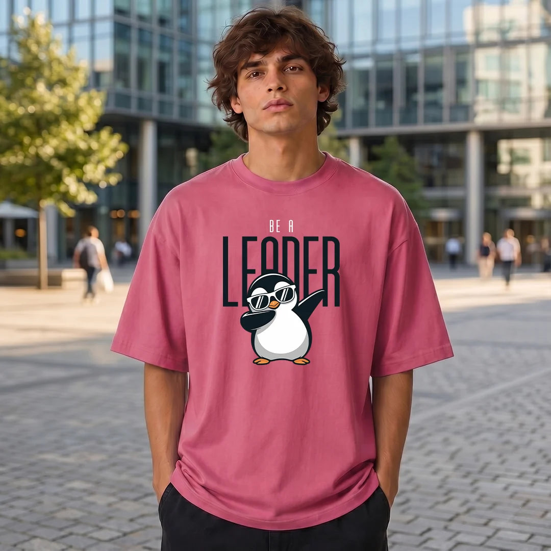 Excello Premium Oversized Graphic T-Shirt | 240 GSM Pure Cotton | Be A Leader