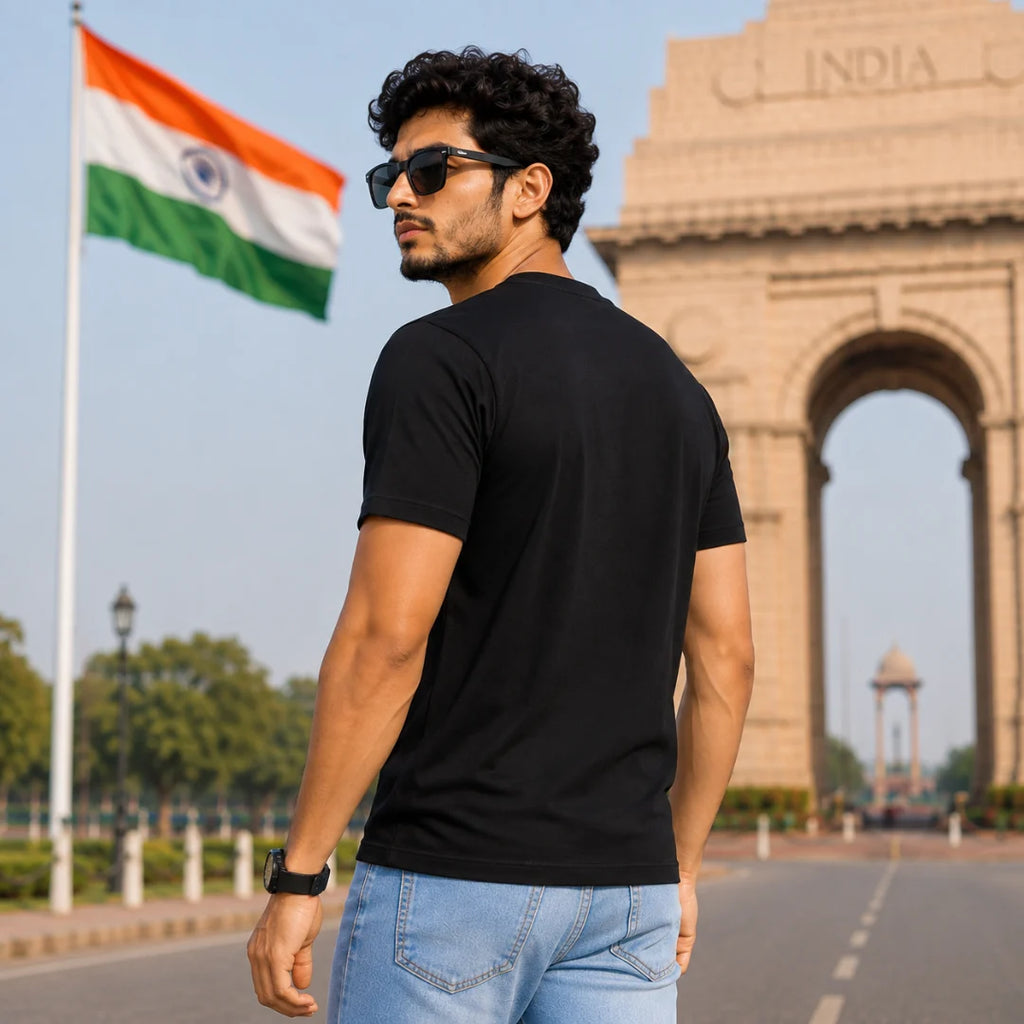 Premium Patriotic Theme Pure Cotton T-Shirt | 180 GSM, Bio-Washed Regular Fit Graphic Tee
