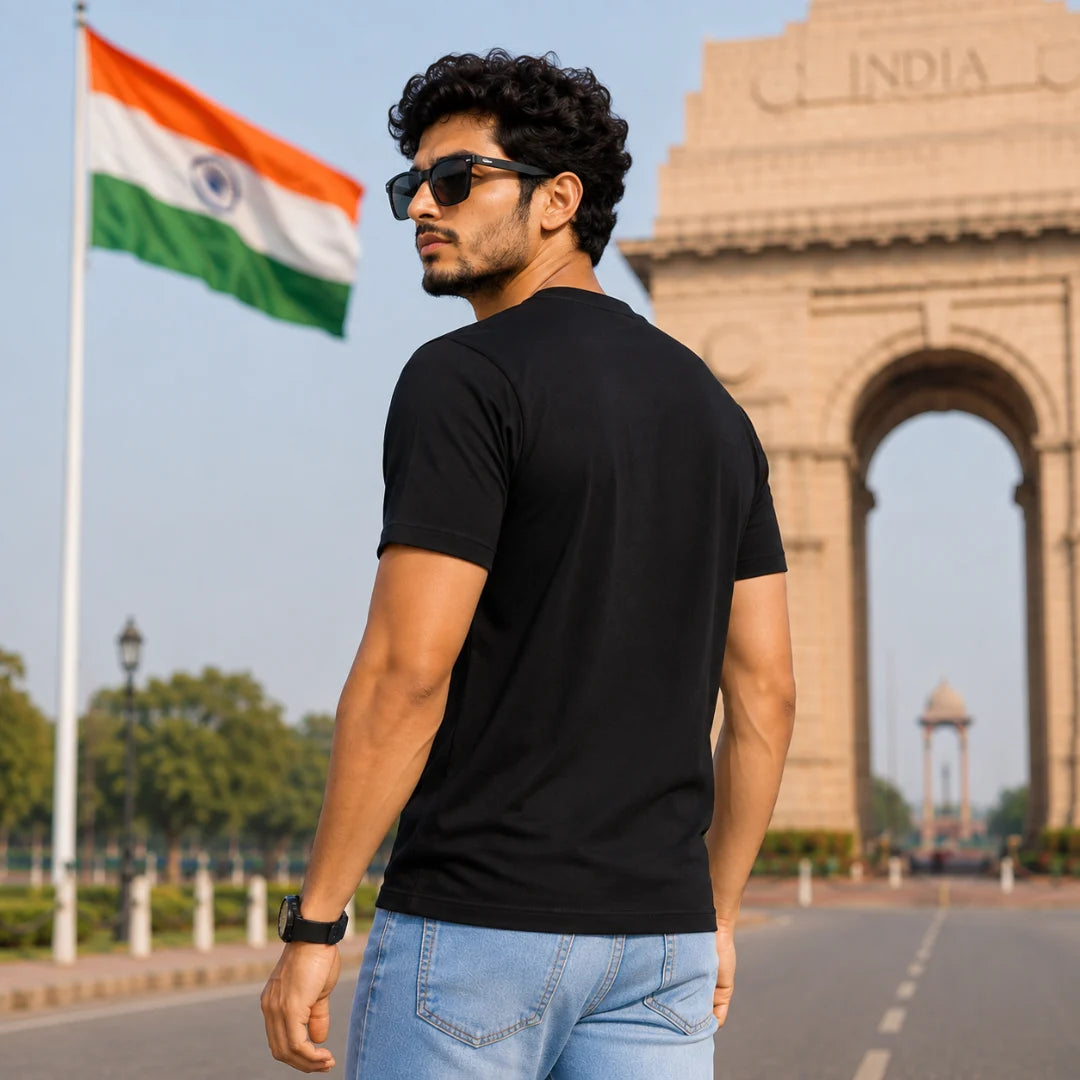 Premium Patriotic Theme Pure Cotton T-Shirt | 180 GSM, Bio-Washed Regular Fit Graphic Tee