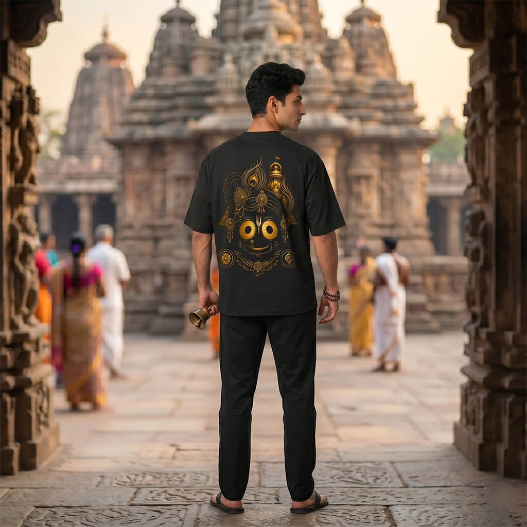 Premium Oversized Jai Jagannath Graphic T-Shirt - 240 GSM Pure Cotton, Soft Biowashed