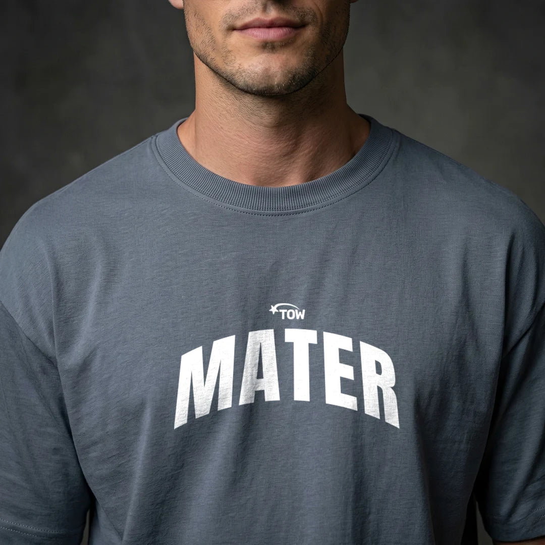 Vintage Tow Mater "Specifications" Graphic Oversized T-Shirt – Airforce Blue 240 GSM Nostalgic Tee