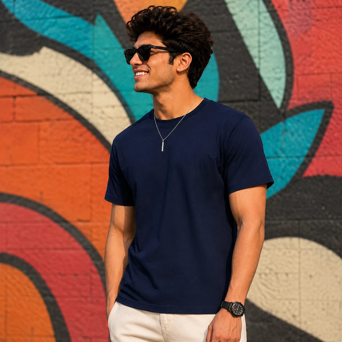 EXCELLO Men’s Plain Cotton T-Shirt (Regular Fit, Round Neck)