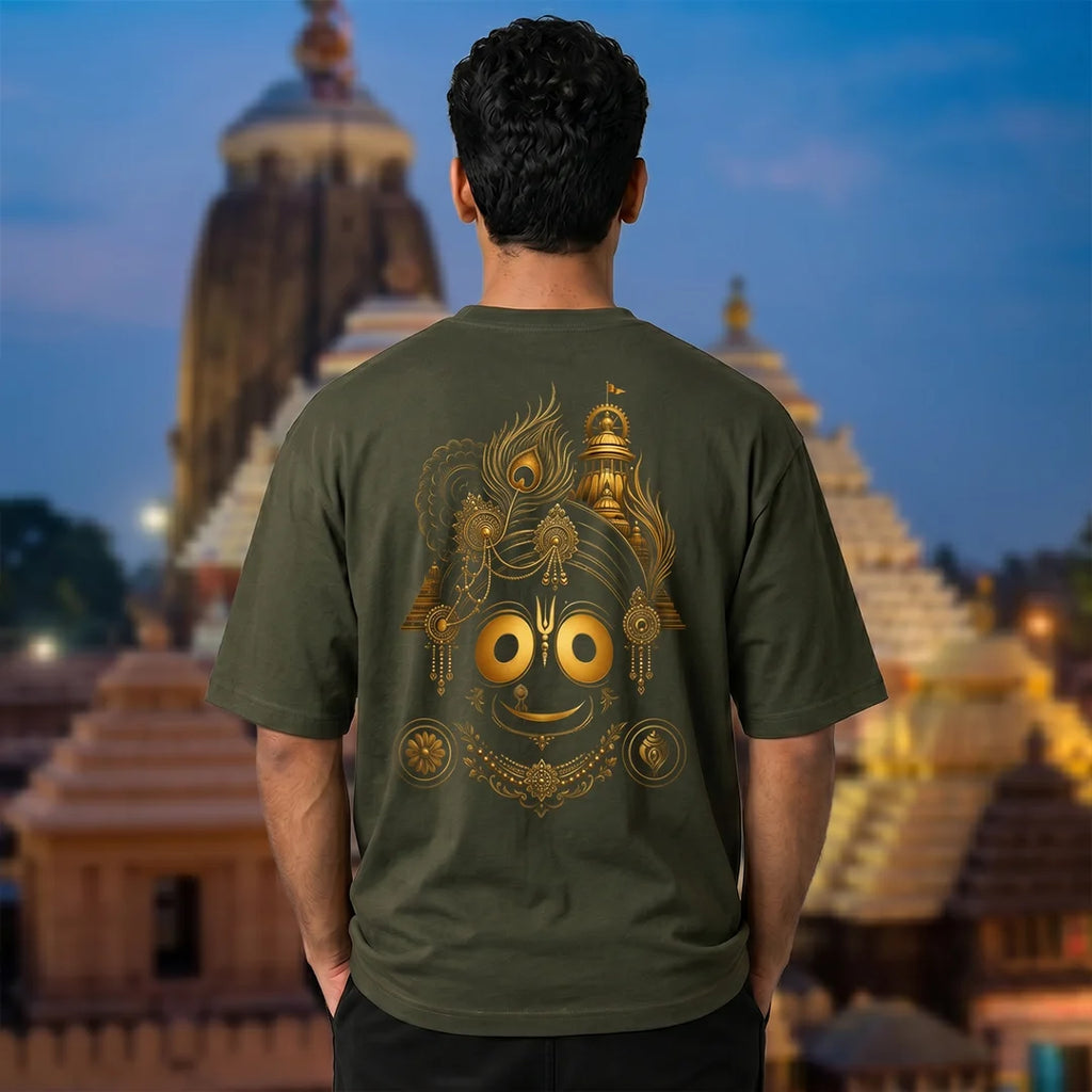 Premium Oversized Jai Jagannath Graphic T-Shirt - 240 GSM Pure Cotton, Soft Biowashed
