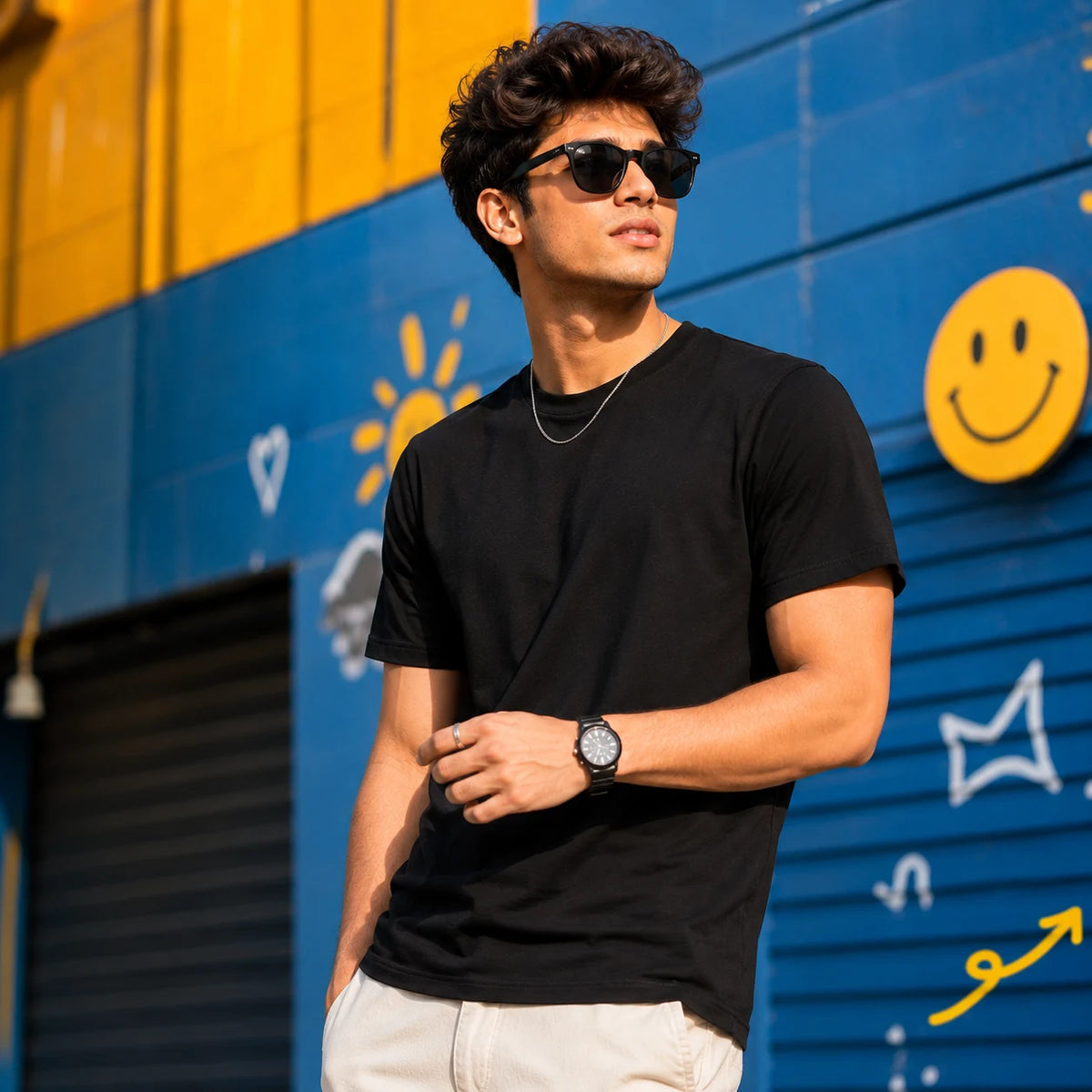 EXCELLO Men’s Plain Cotton T-Shirt (Regular Fit, Round Neck)