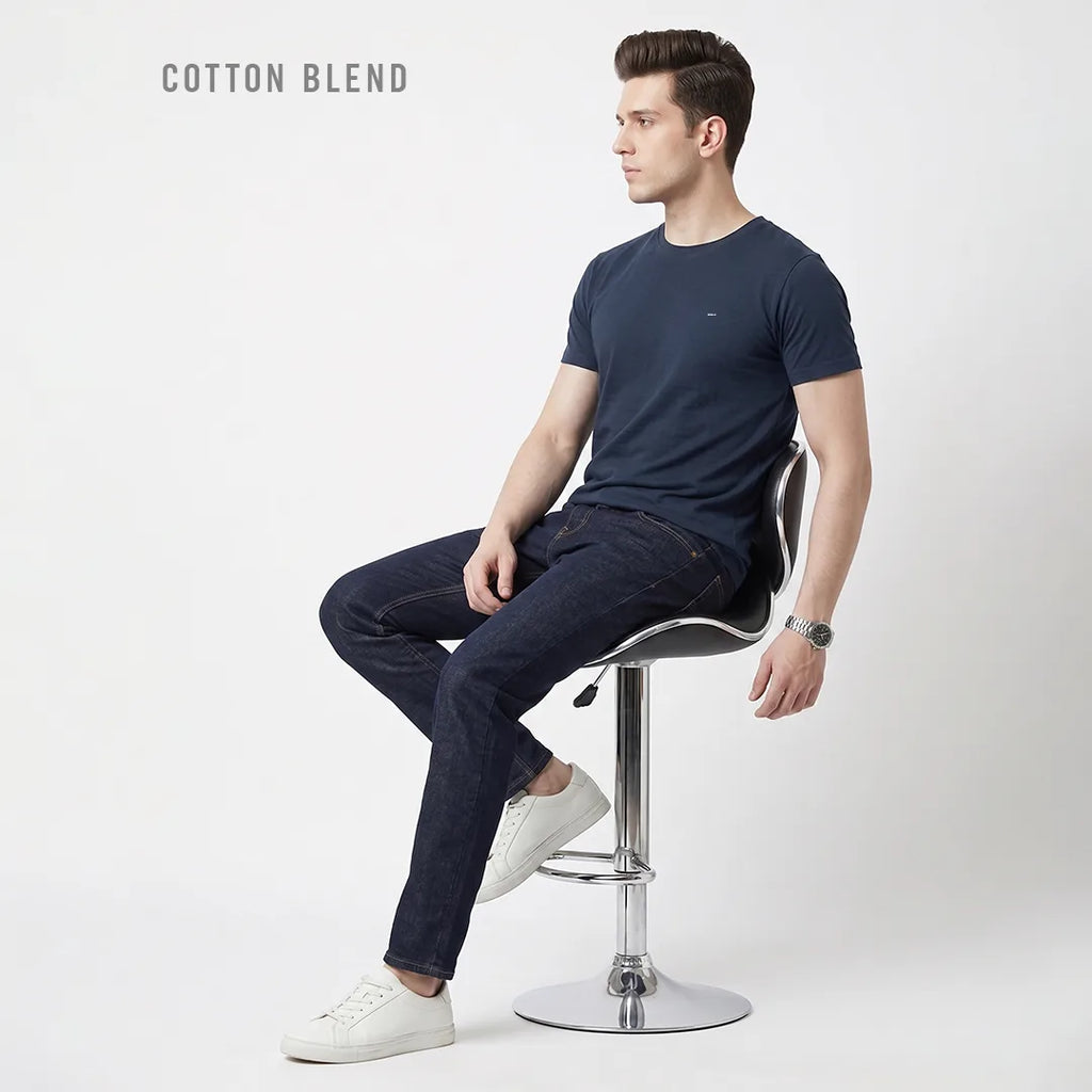 Premium Men's Cotton Blend T-Shirt | 180 GSM Bio-Washed | Excello Embroidered Logo