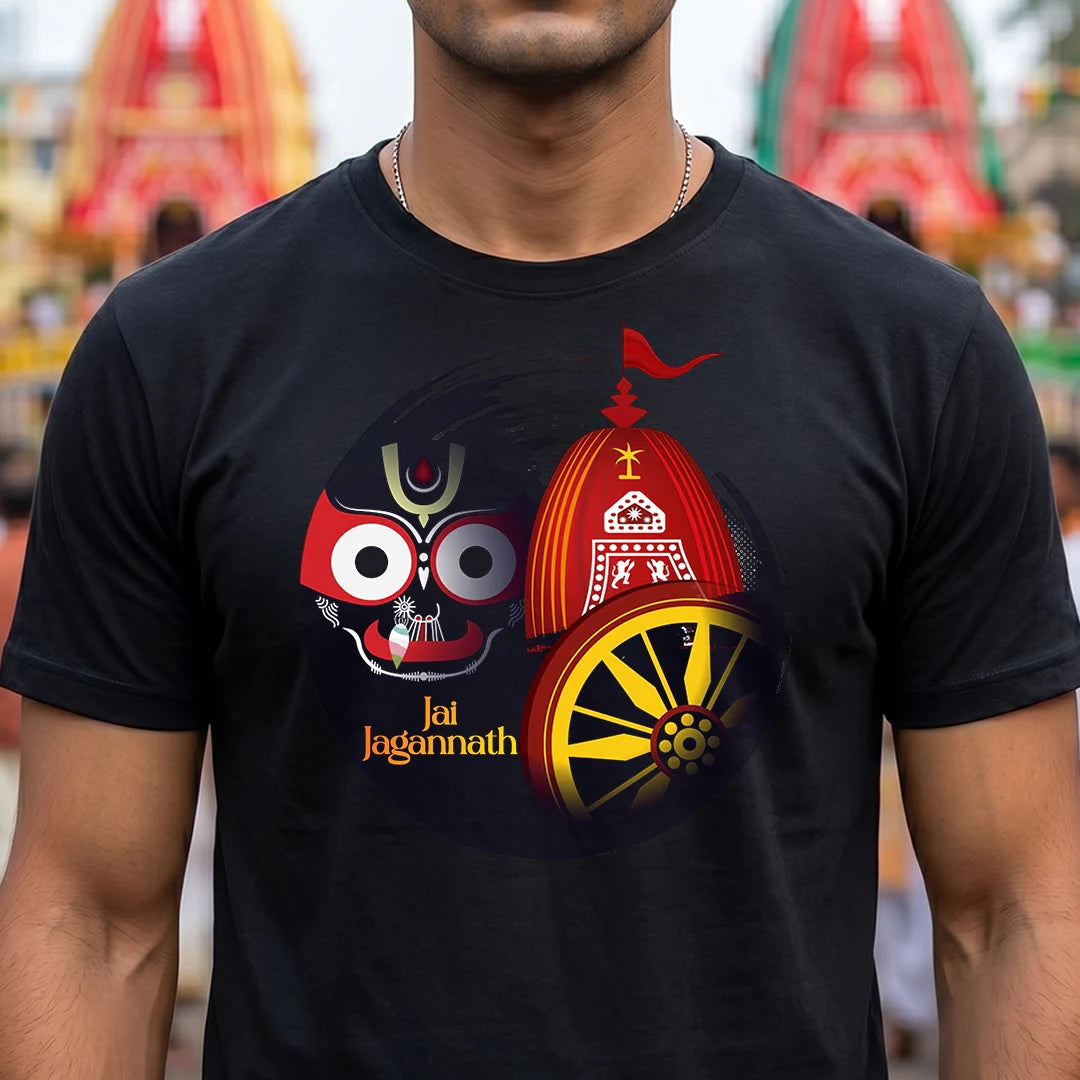 Lord Jagannath Devotional Festival Graphic T-Shirt – 180 GSM Heavyweight Half Sleeve Tee