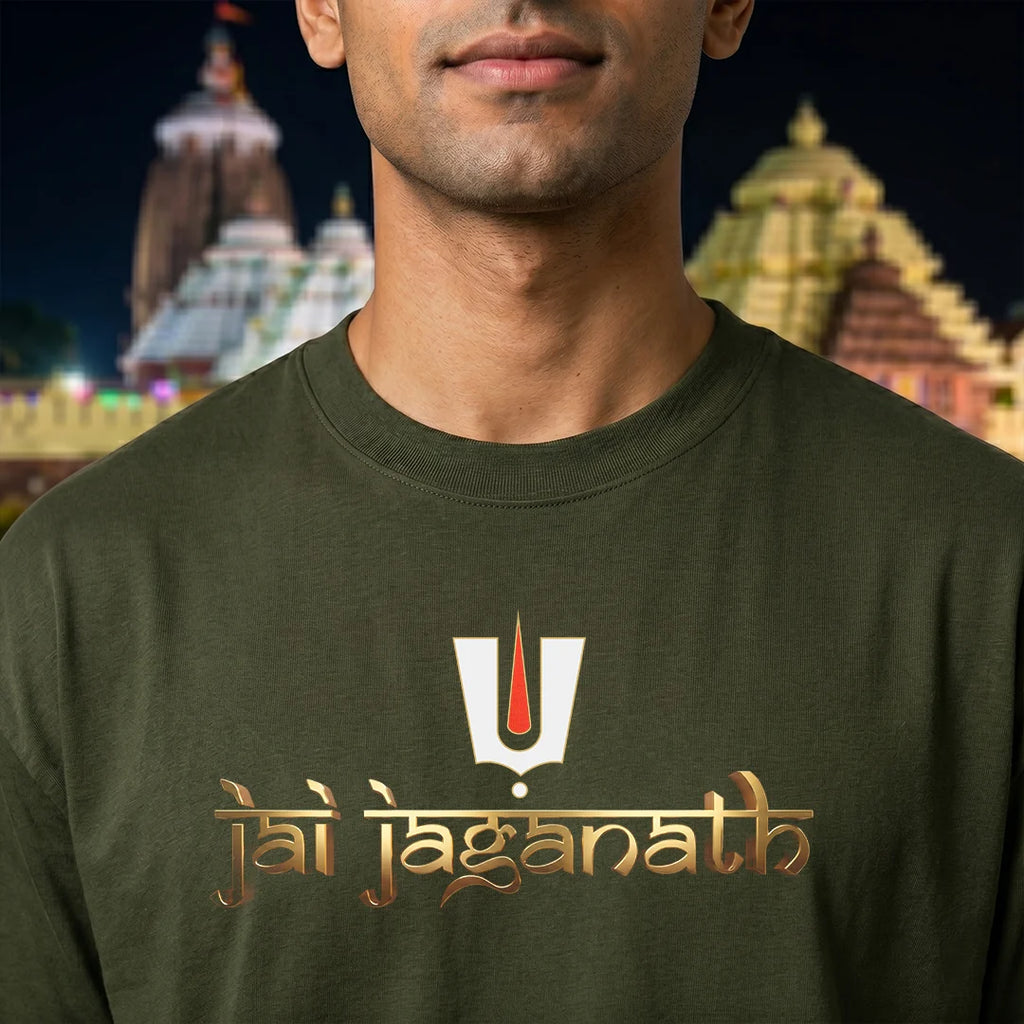 Premium Oversized Jai Jagannath Graphic T-Shirt - 240 GSM Pure Cotton, Soft Biowashed