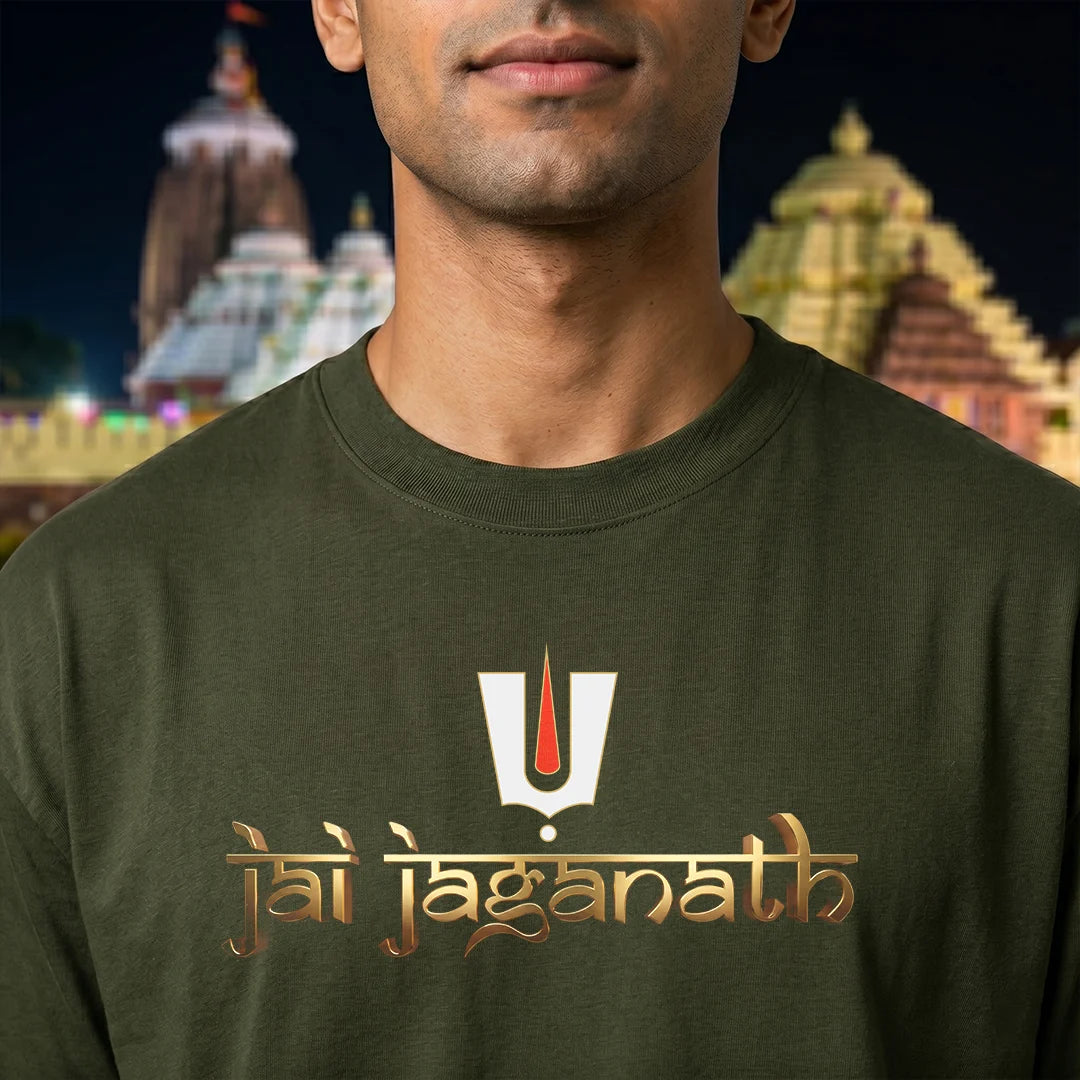 Premium Oversized Jai Jagannath Graphic T-Shirt - 240 GSM Pure Cotton, Soft Biowashed