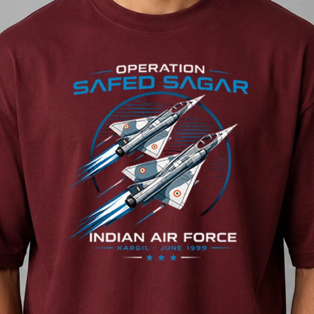 Indian Air Force Operation Safed Sagar Oversized T-Shirt - 240 GSM