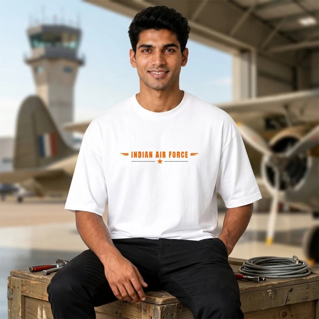 Men's Oversized Graphic T-Shirt - Operation Safed Sagar IAF Tribute, 240 GSM Pure Cotton, Bio-Washed