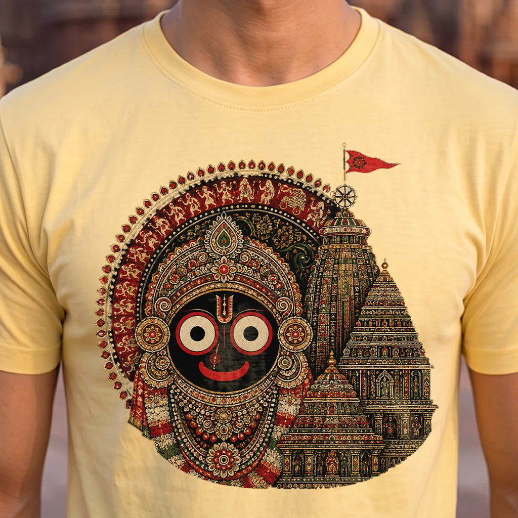 Men's Jagannath Puri Printed Round Neck Regular Fit T-Shirt (180 GSM)