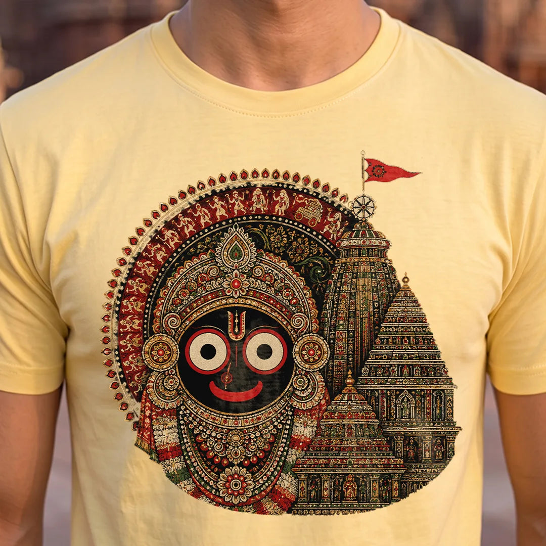 Men's Jagannath Puri Printed Round Neck Regular Fit T-Shirt (180 GSM)