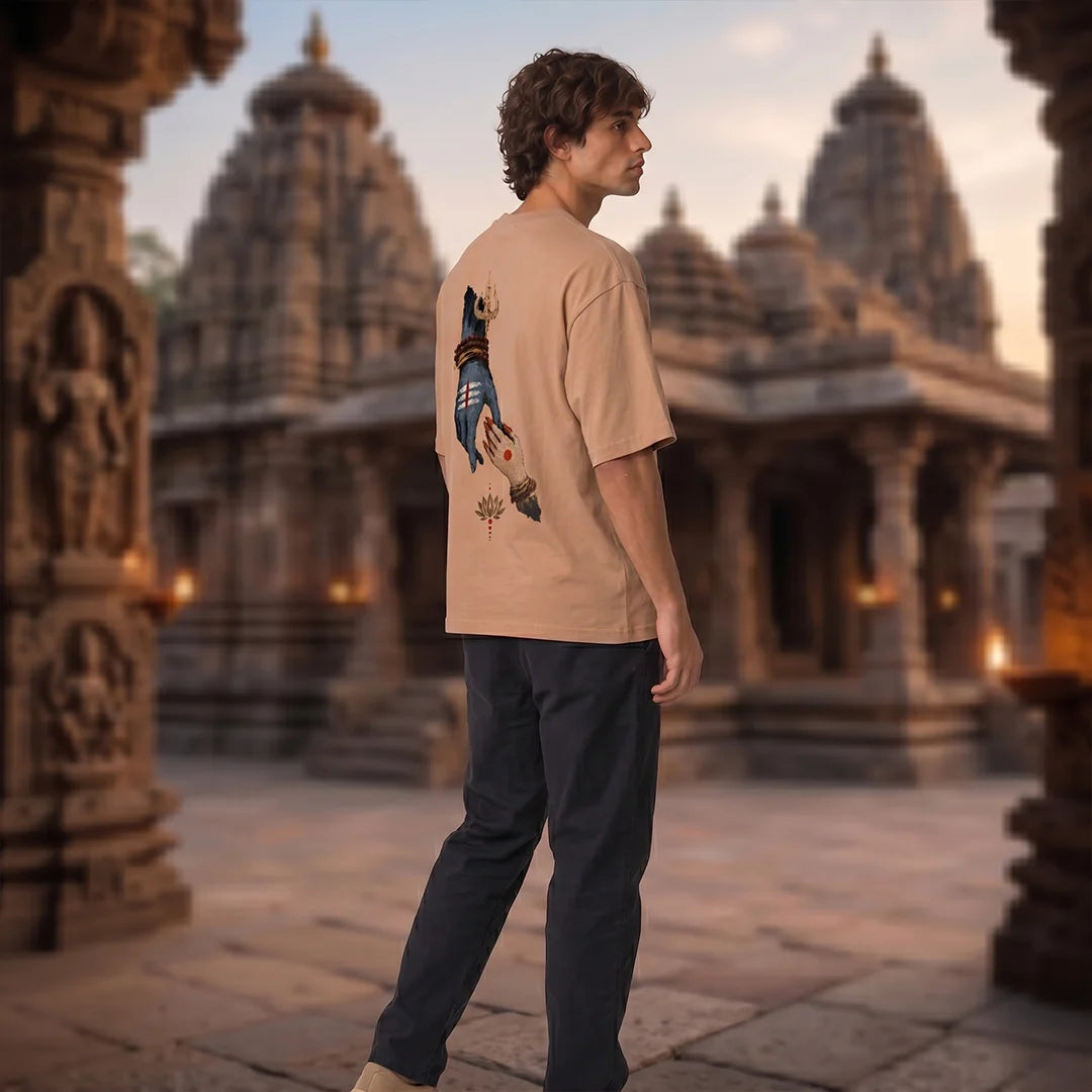Premium Drop Shoulder T-Shirt | Shiva & Parvati Divine Print | 240 GSM Heavyweight