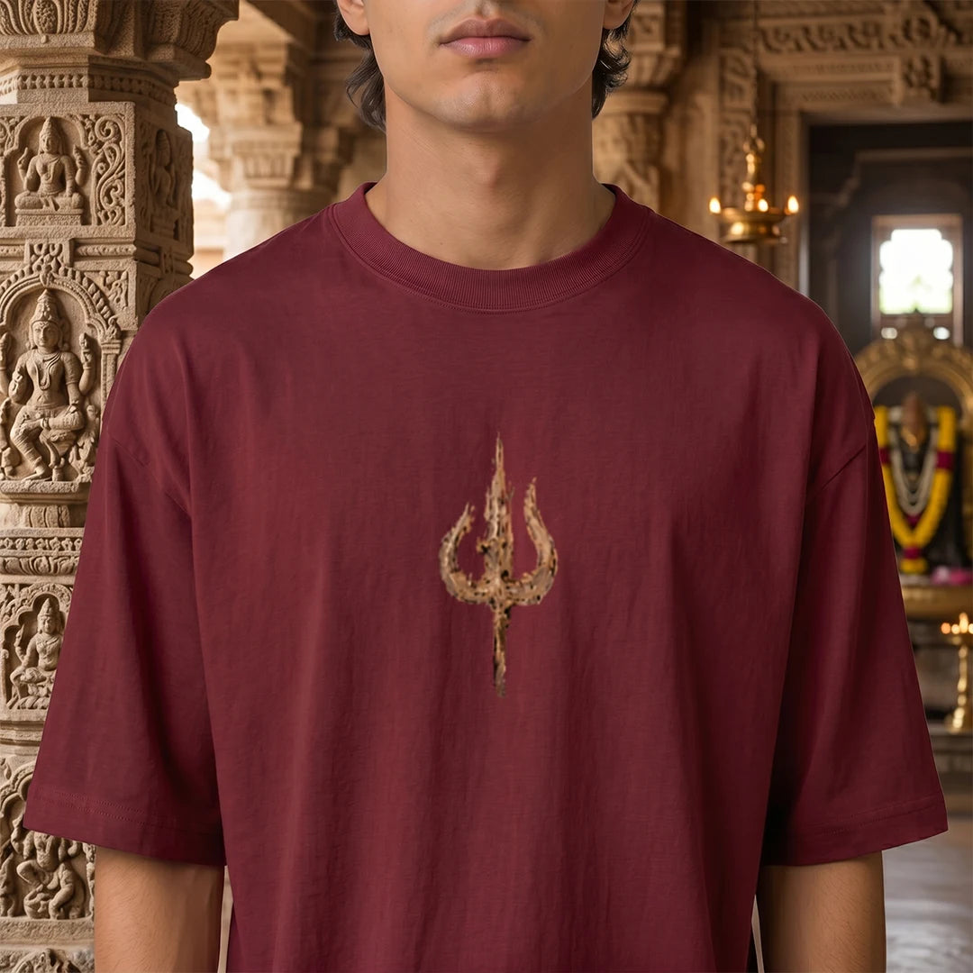 Premium Drop Shoulder T-Shirt | Shiva & Parvati Divine Print | 240 GSM Heavyweight