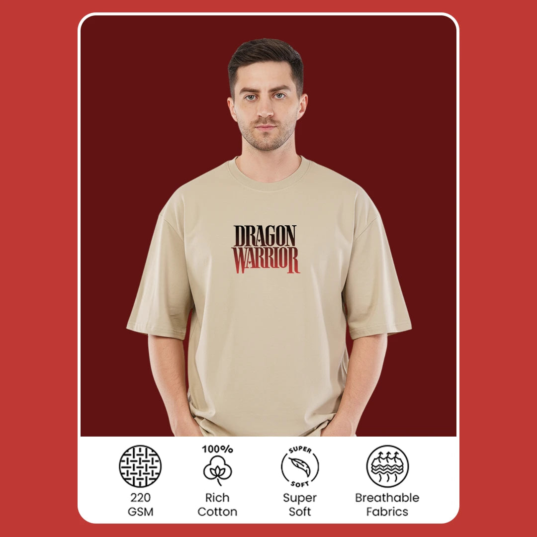 Dragon Warrior Premium Oversized Cotton T-Shirt | High-Density Graphic Streetwear Tee