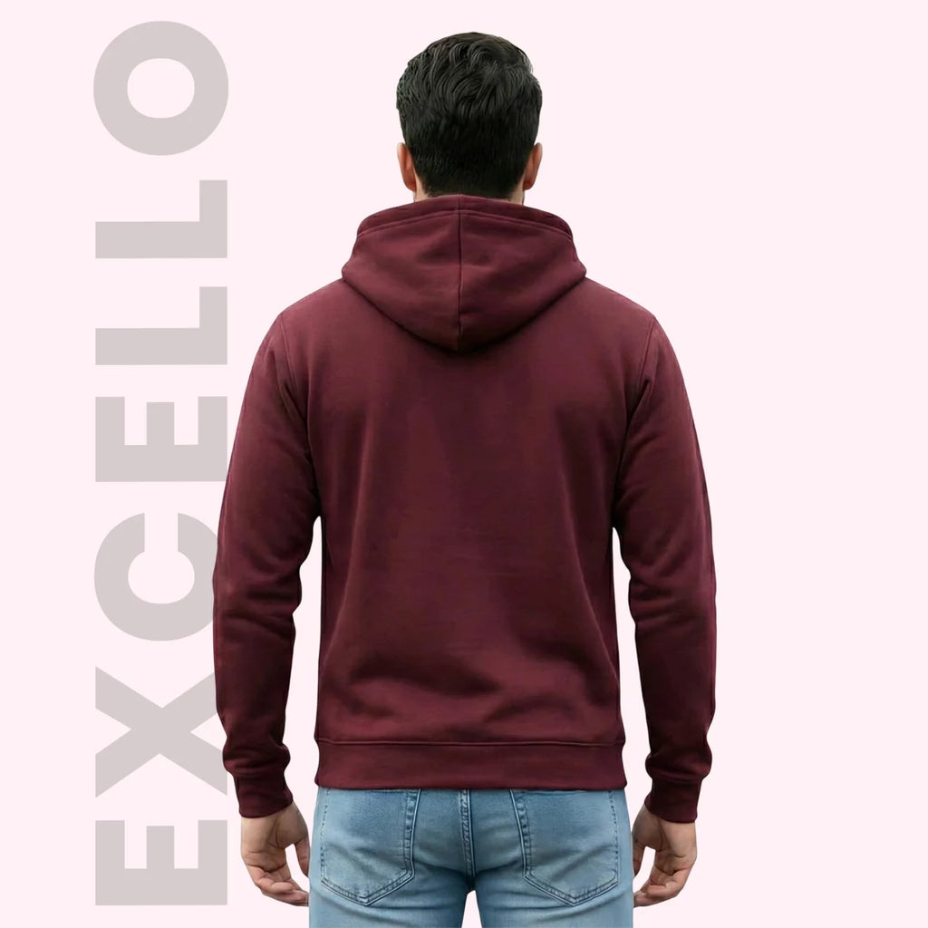 Men's Premium Solid Hoodie | Classic Regular Fit Cotton Blend Pullover Hoodie with Kangaroo Pocket | Essential Casual Winter Streetwear