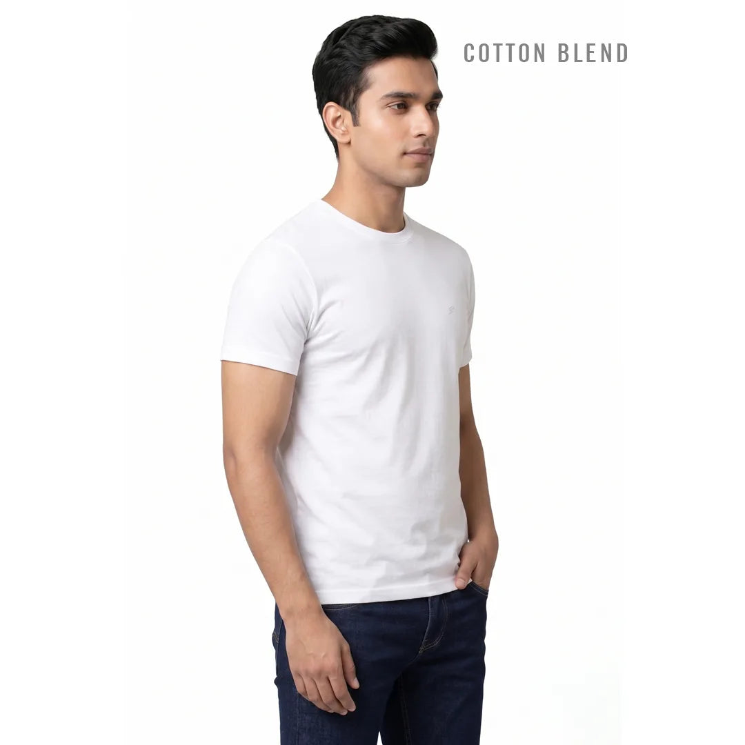 Men's Regular Fit Round Neck T-Shirt – Premium 180 GSM Biowashed Cotton Blend Half Sleeve Tee