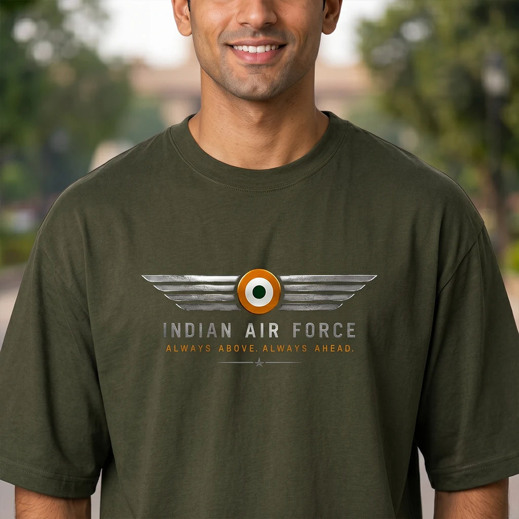 Men's India Air Force Eagle Graphic T-Shirt - 240 GSM Oversized