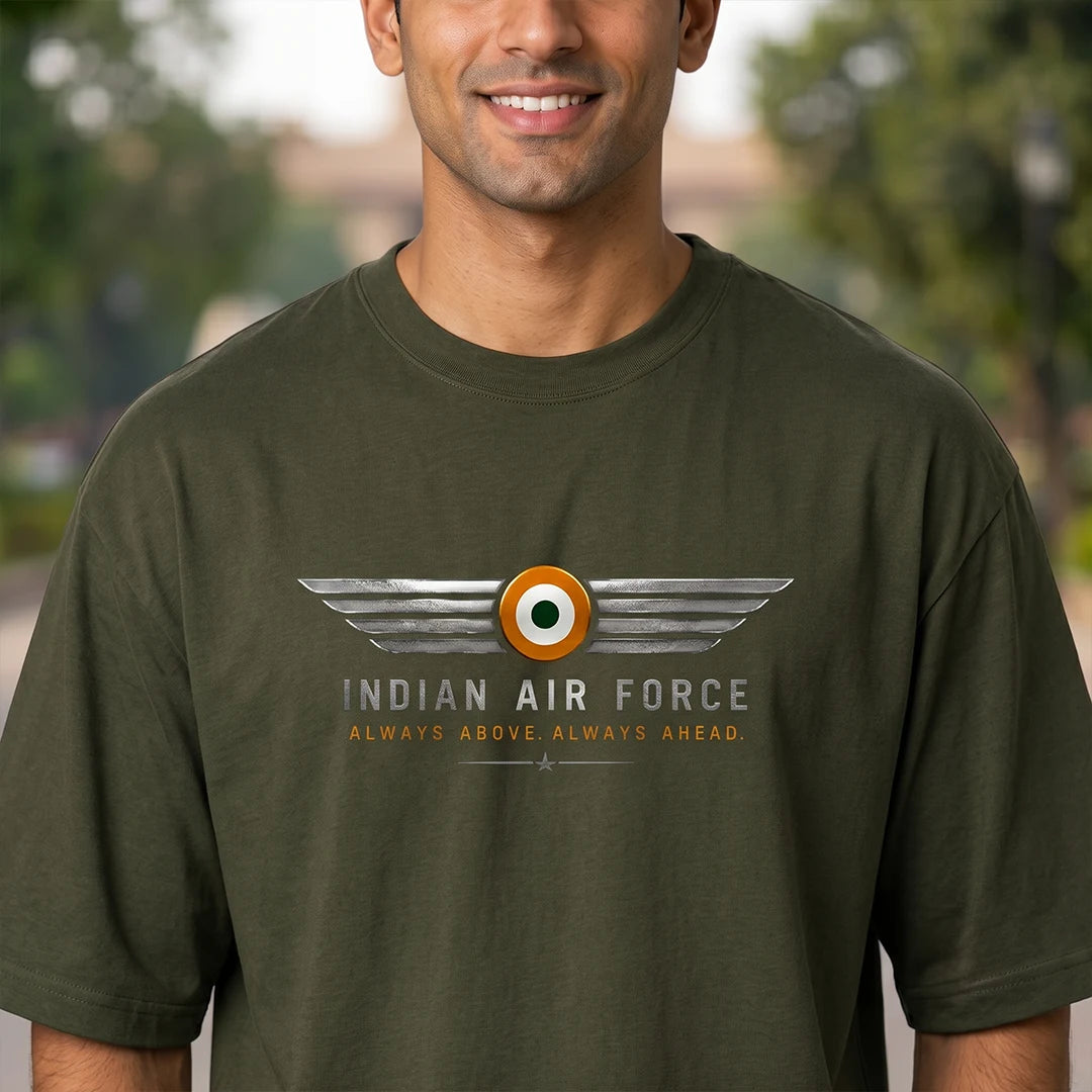 Men's India Air Force Eagle Graphic T-Shirt - 240 GSM Oversized