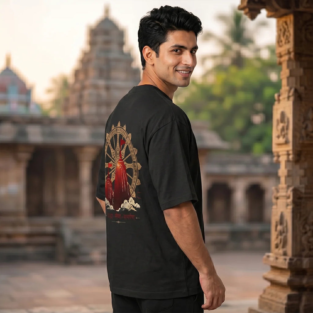 Excello Premium "Shraddha Seva Samarpan" Oversized Graphic T-Shirt