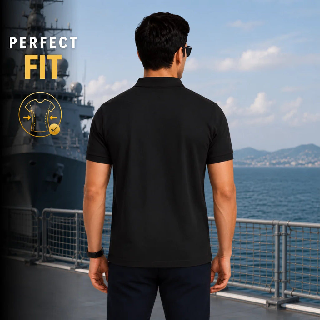 Excello Men's Indian Navy Tribute Polo T-Shirt | 210 GSM Nano Poly Regular Fit