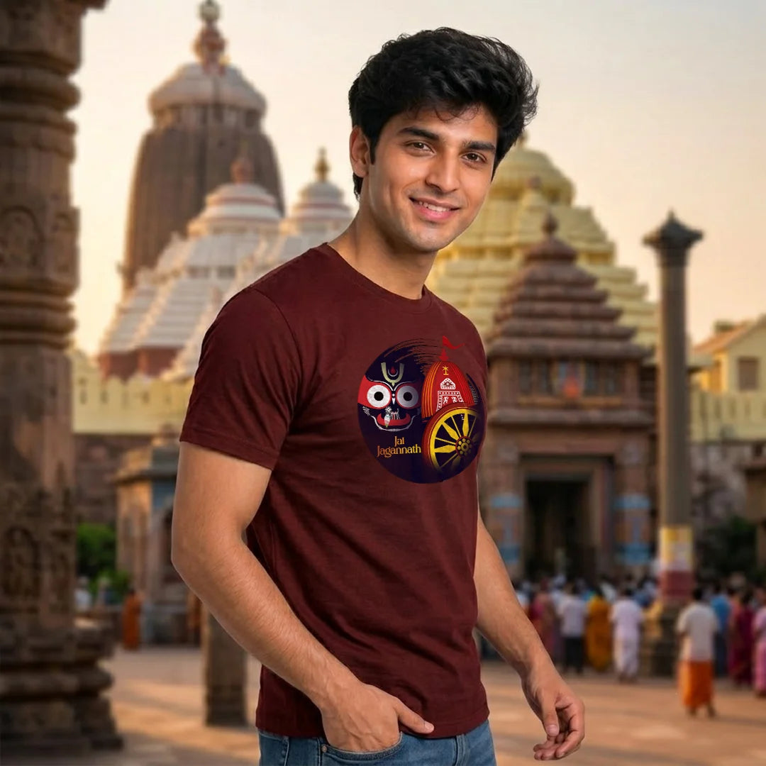 Lord Jagannath Devotional Festival Graphic T-Shirt – 180 GSM Heavyweight Half Sleeve Tee
