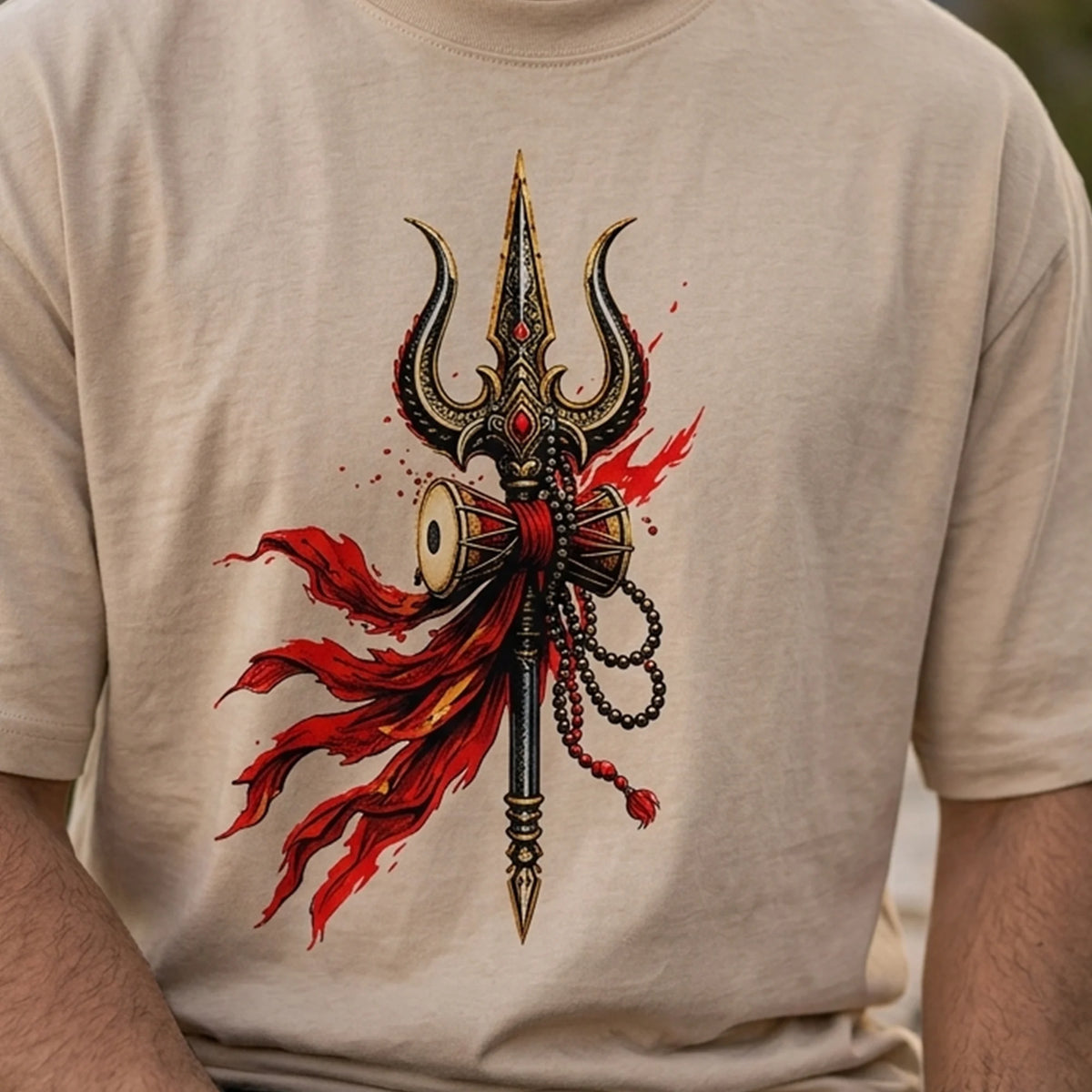 Mahakal Lord Shiva Printed Oversized T-Shirt for Men | Premium 240 GSM Heavyweight Cotton Graphic Streetwear Tee