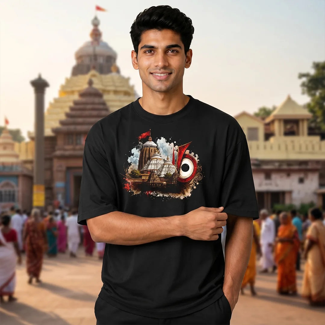 Premium Puri Jagannath Temple Graphic Oversized T-Shirt - 240 GSM Pure Cotton