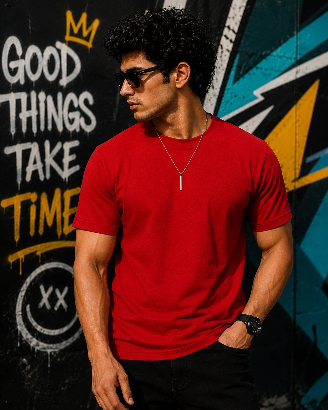 EXCELLO Men’s Plain Cotton T-Shirt (Regular Fit, Round Neck)