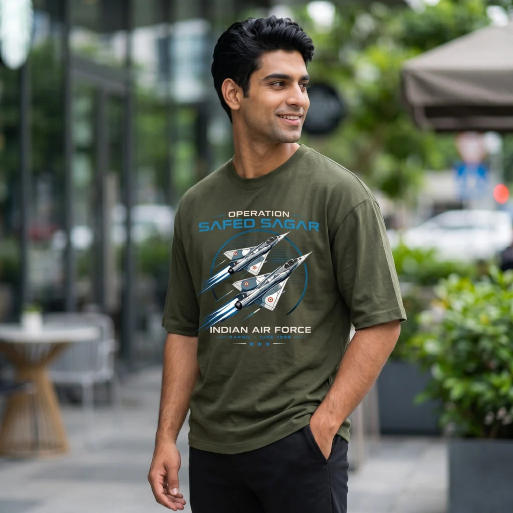 Indian Air Force Operation Safed Sagar Oversized T-Shirt - 240 GSM