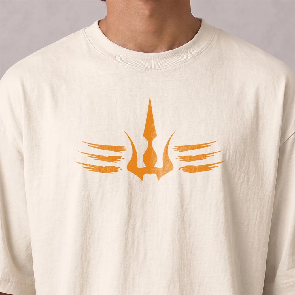 Mahadev Trishul Drop Shoulder T-Shirt | Heavyweight 240 GSM Pure Cotton
