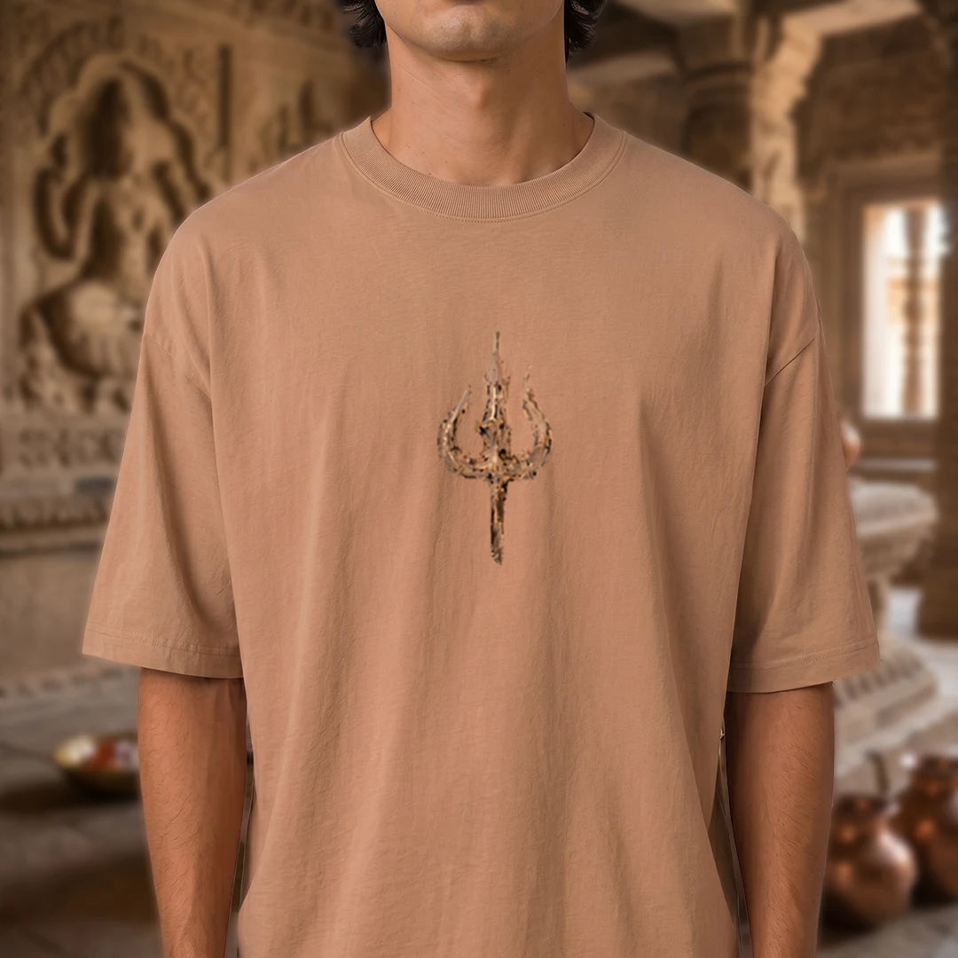 Premium Drop Shoulder T-Shirt | Shiva & Parvati Divine Print | 240 GSM Heavyweight