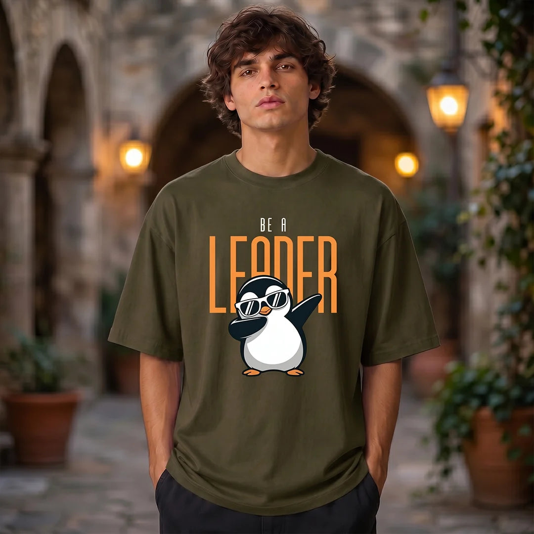 Excello Premium Oversized Graphic T-Shirt | 240 GSM Pure Cotton | Be A Leader