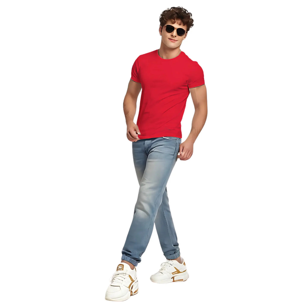 Men's Premium Cotton Round Neck T-Shirt | Regular Fit Half Sleeve Casual T-Shirt | Everyday Essential