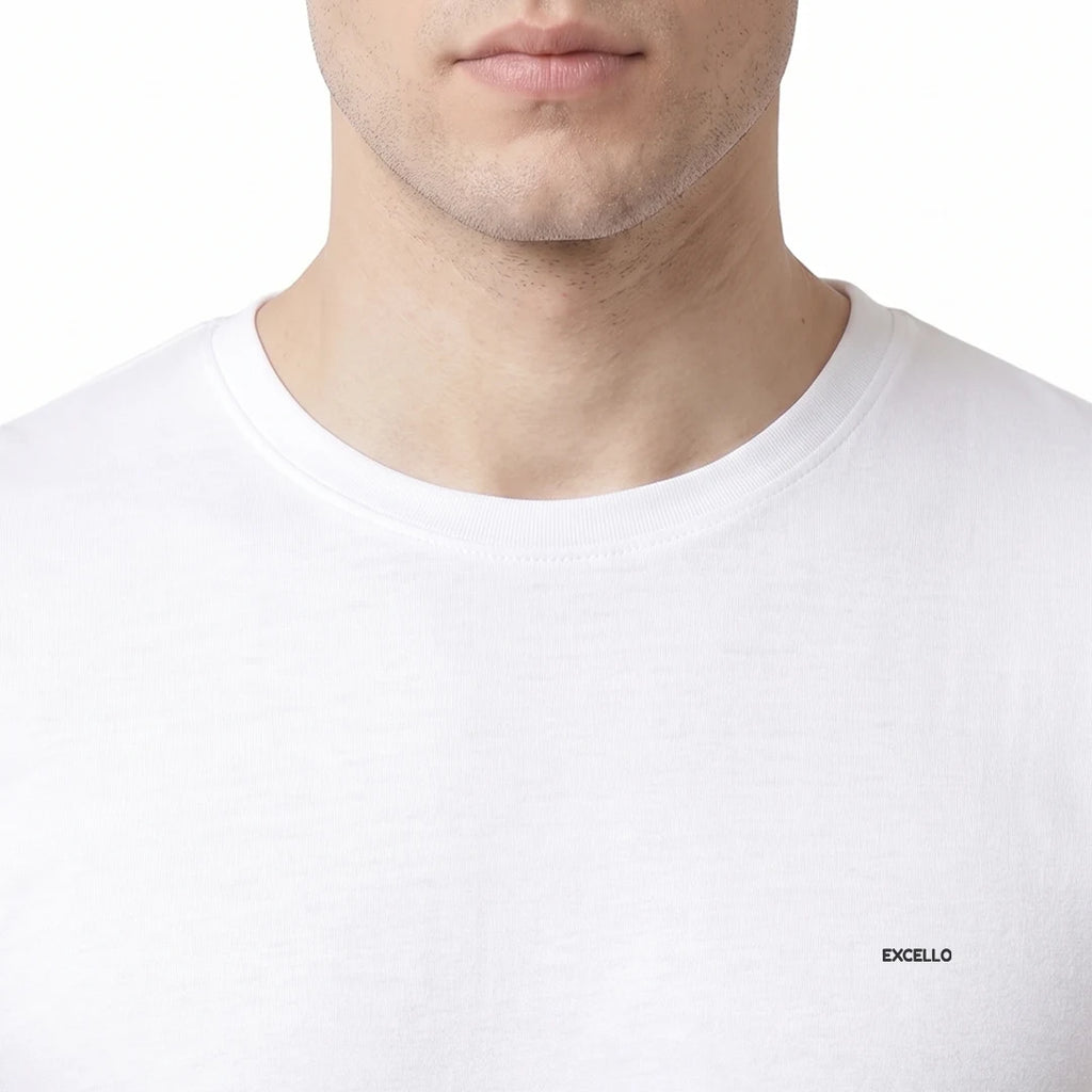 Premium Men's Cotton Blend T-Shirt | 180 GSM Bio-Washed | Excello Embroidered Logo