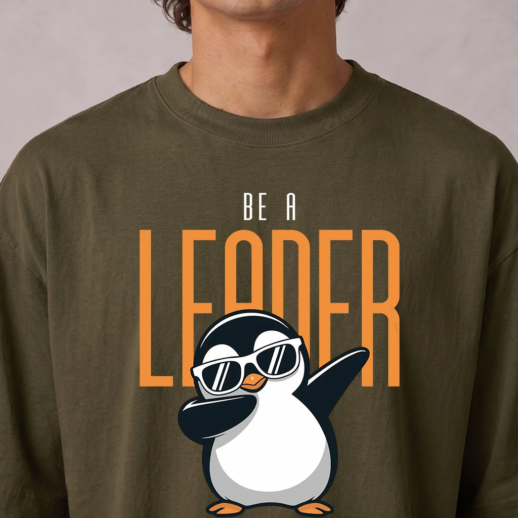 Excello Premium Oversized Graphic T-Shirt | 240 GSM Pure Cotton | Be A Leader
