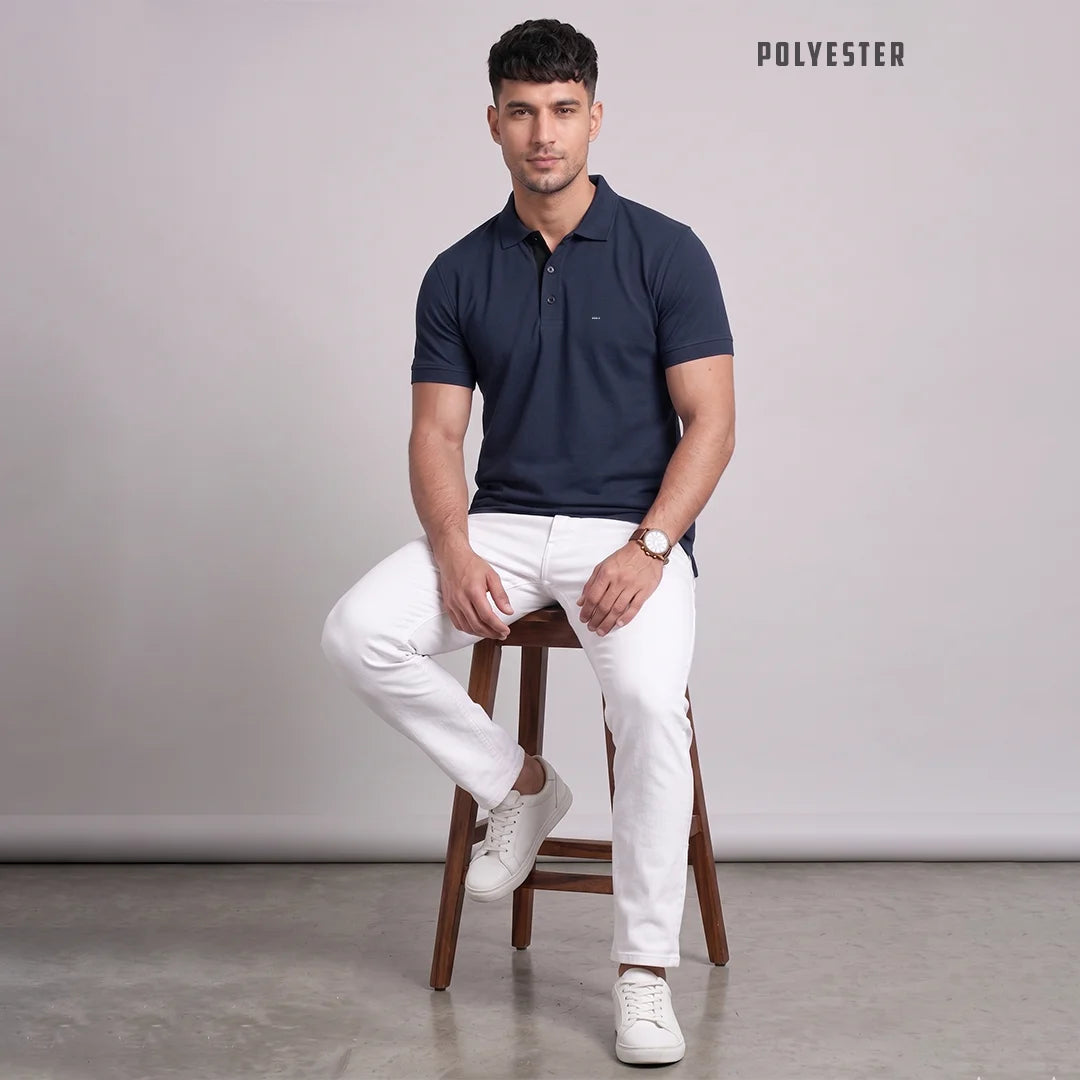 Excello Premium Men's Aeropiq Polo T-Shirt | Wrinkle-Free 100% Nanopoly