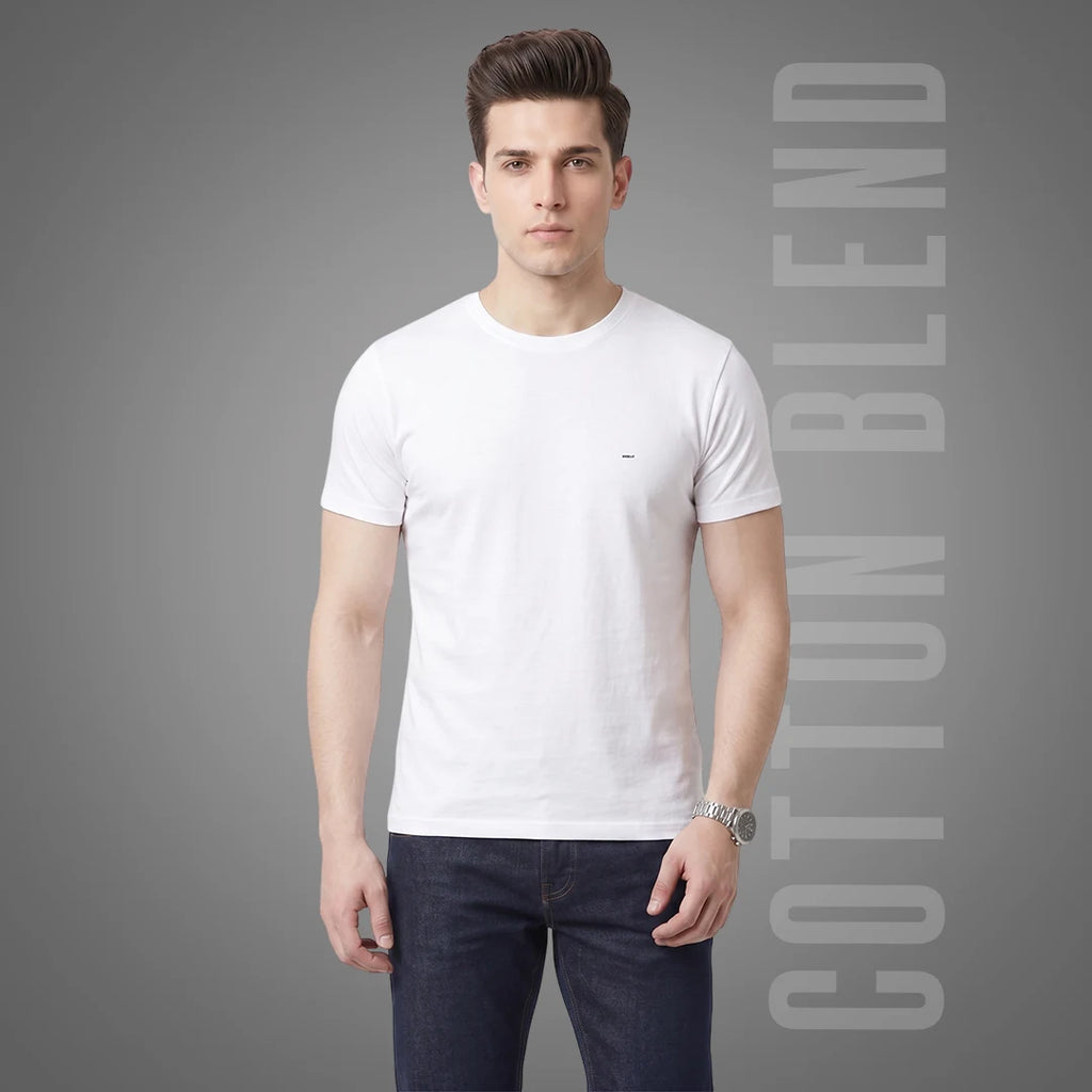 Premium Men's Cotton Blend T-Shirt | 180 GSM Bio-Washed | Excello Embroidered Logo