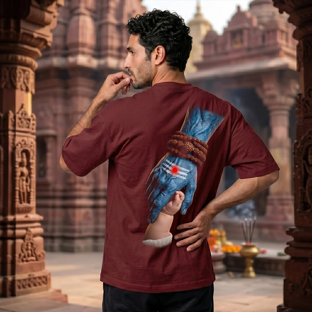 Mahadev Art Printed Heavyweight Oversized Tee | 240 GSM Breathable Drop Shoulder T-Shirt