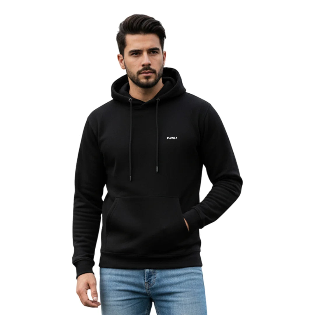 Excello Men’s Premium  Hoodie | Heavyweight Cotton | Bio-Washed Winter Pullover Hoodies