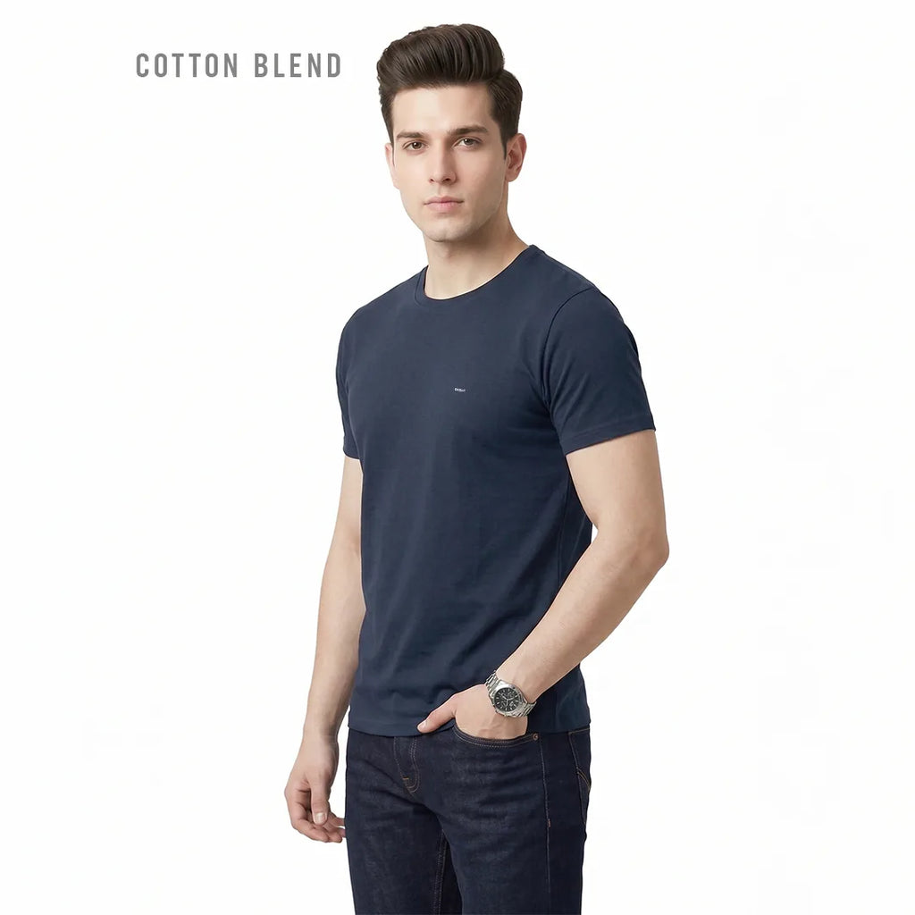 Premium Men's Cotton Blend T-Shirt | 180 GSM Bio-Washed | Excello Embroidered Logo