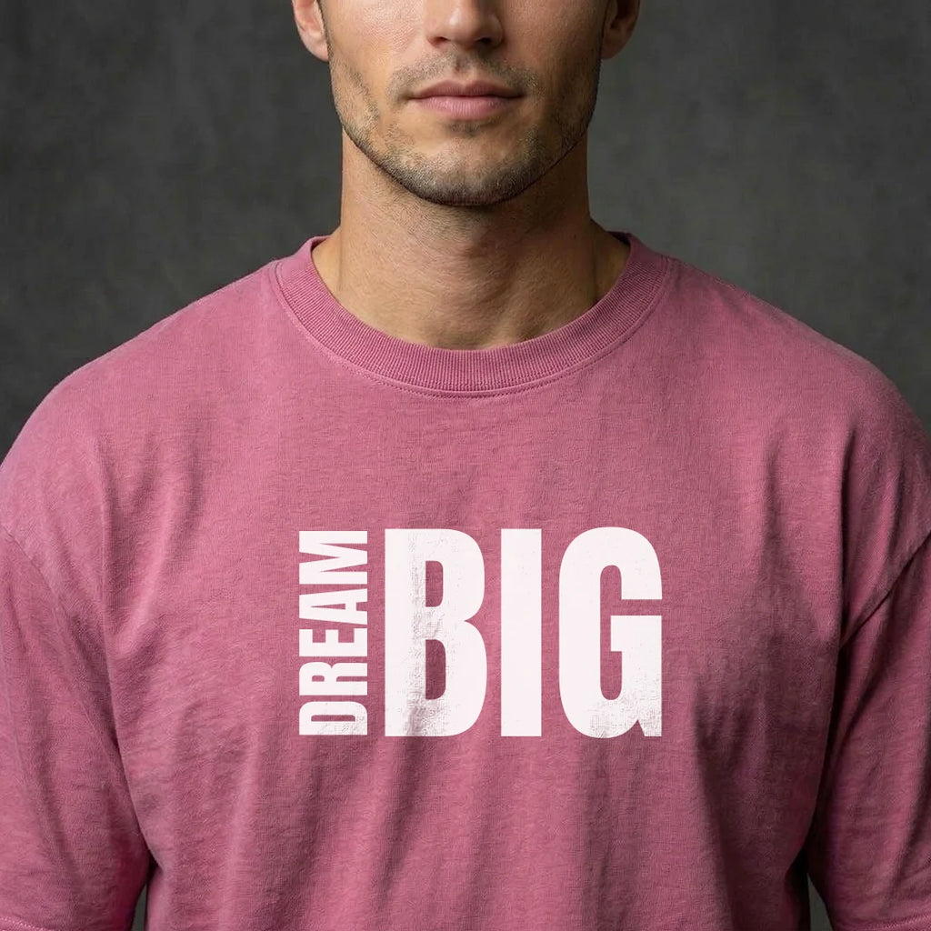 "Dream Big" Motivational Graphic Oversized T-Shirt – Premium 240 GSM Onion Pink Heavy Cotton Tee
