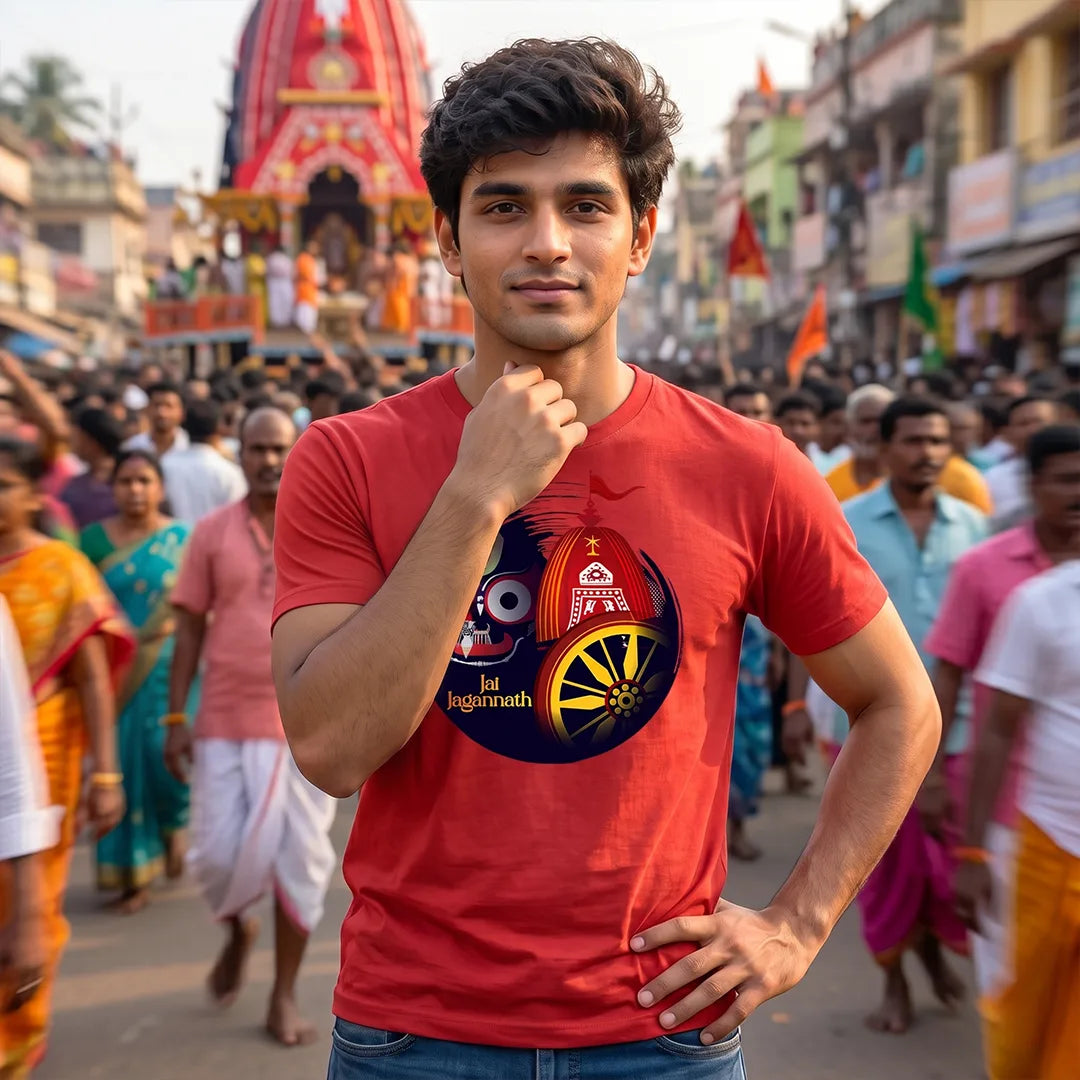 Lord Jagannath Devotional Festival Graphic T-Shirt – 180 GSM Heavyweight Half Sleeve Tee