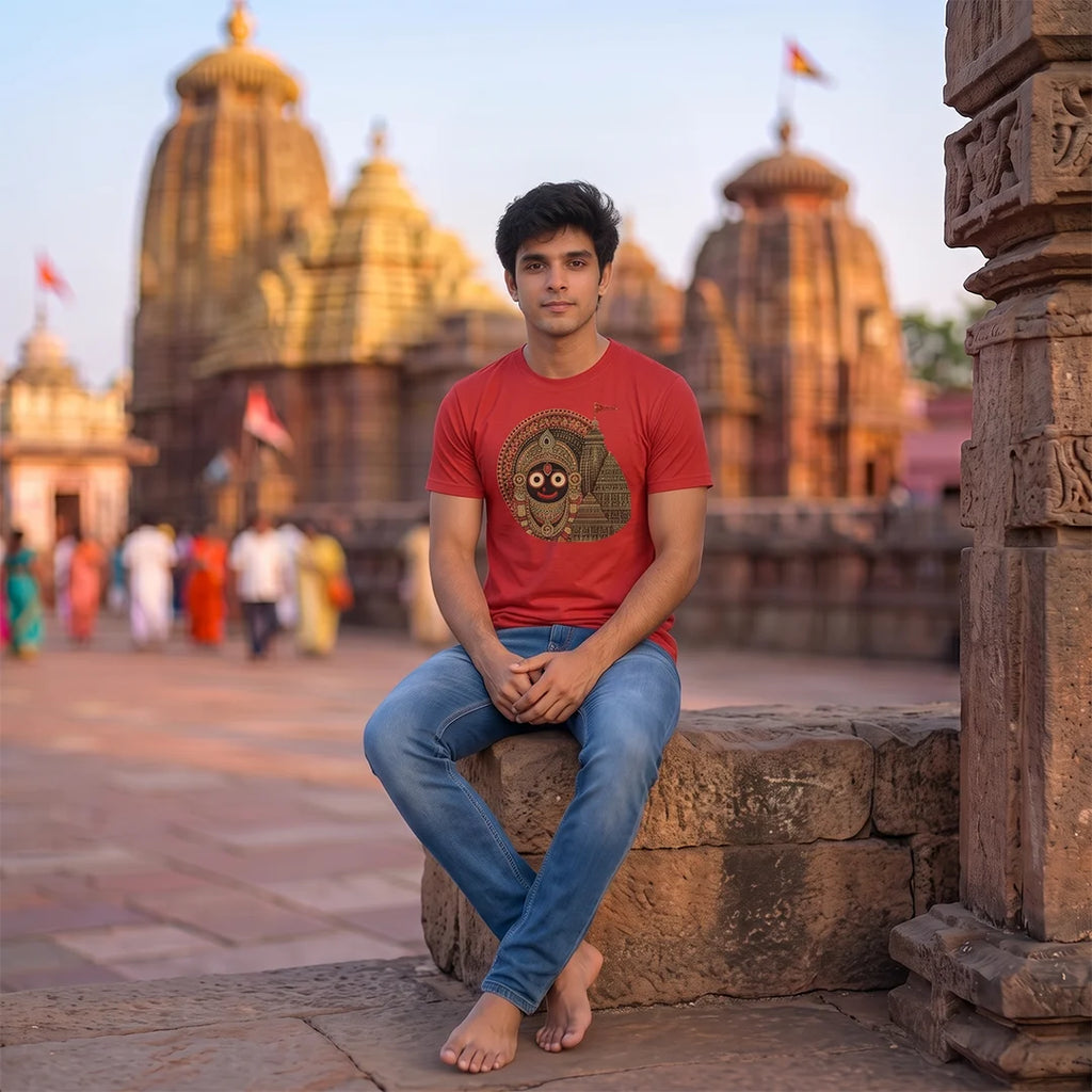Men's Jagannath Puri Printed Round Neck Regular Fit T-Shirt (180 GSM)