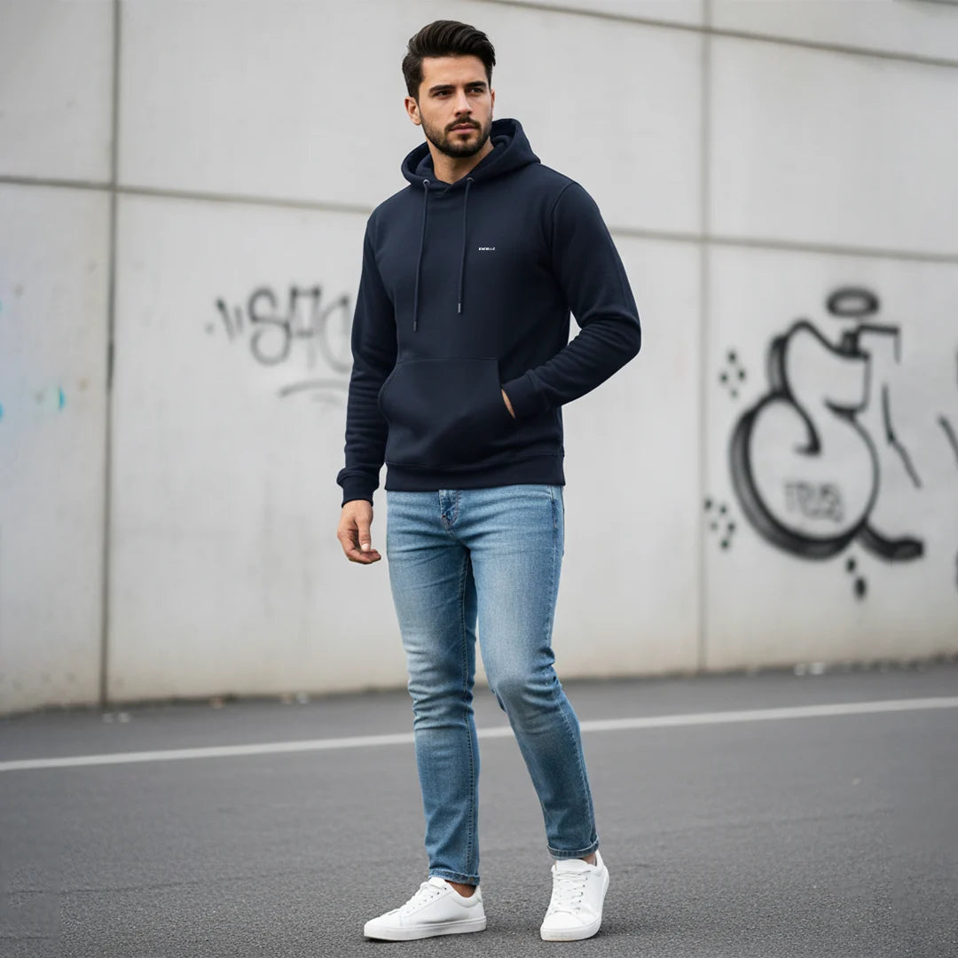 Excello Men’s Premium  Hoodie | Heavyweight Cotton | Bio-Washed Winter Pullover Hoodies