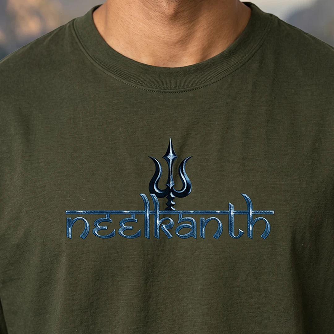 Premium Neelkanth Mahadev Oversized Pure Cotton T-Shirt | 240 GSM Heavyweight Spiritual Streetwear Graphic Tee