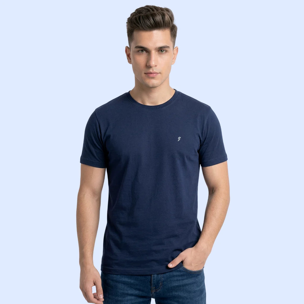 Men's Regular Fit Crew Neck T-Shirt, 100% Pure Cotton, 180 GSM, Breathable Everyday Wear